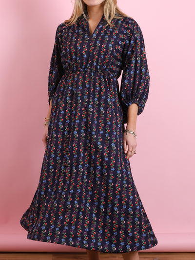 Long Merry & Me Dress in Navy Floral