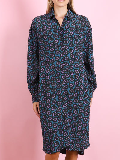 FLORAL SILK SHIRT DRESS