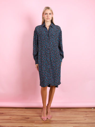 FLORAL SILK SHIRT DRESS