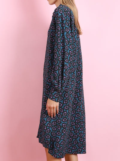 FLORAL SILK SHIRT DRESS