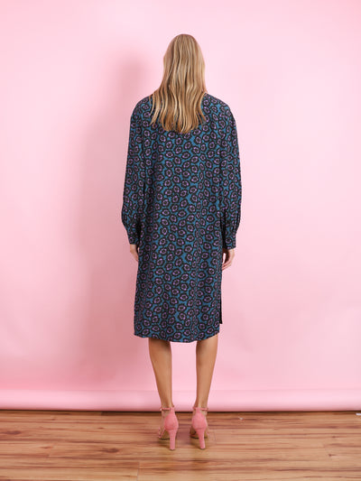 FLORAL SILK SHIRT DRESS