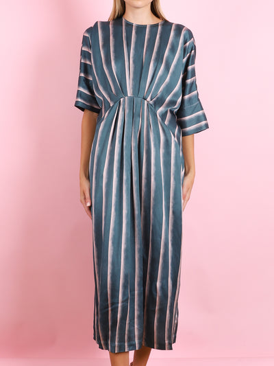 STRIPE PRINT SHORT SLEEVE DRESS