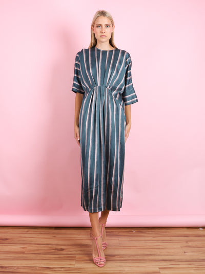 STRIPE PRINT SHORT SLEEVE DRESS