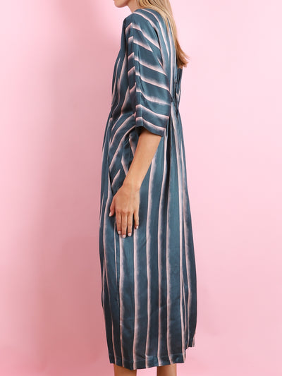 STRIPE PRINT SHORT SLEEVE DRESS