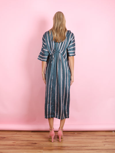 STRIPE PRINT SHORT SLEEVE DRESS