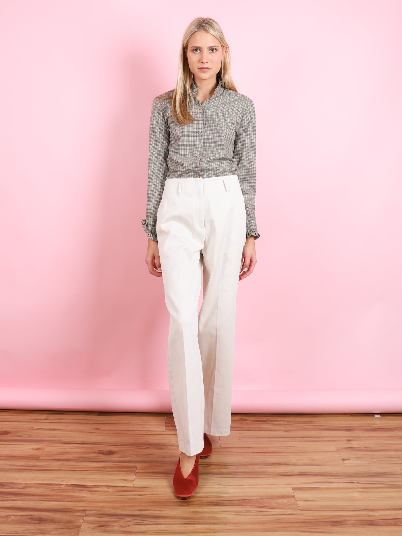 COTTON STRAIGHT LEG PANTS