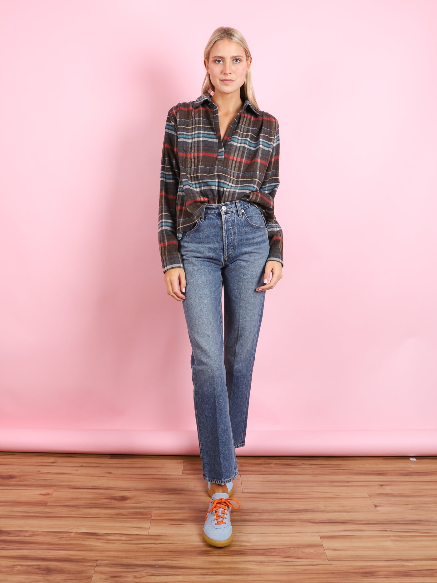 FLANNEL CELESTE TOP