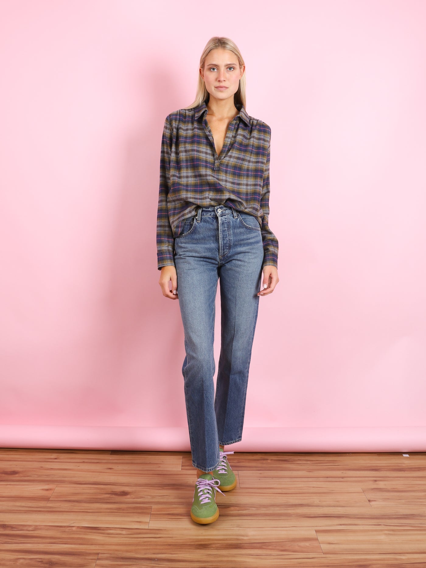 FLANNEL CELESTE TOP