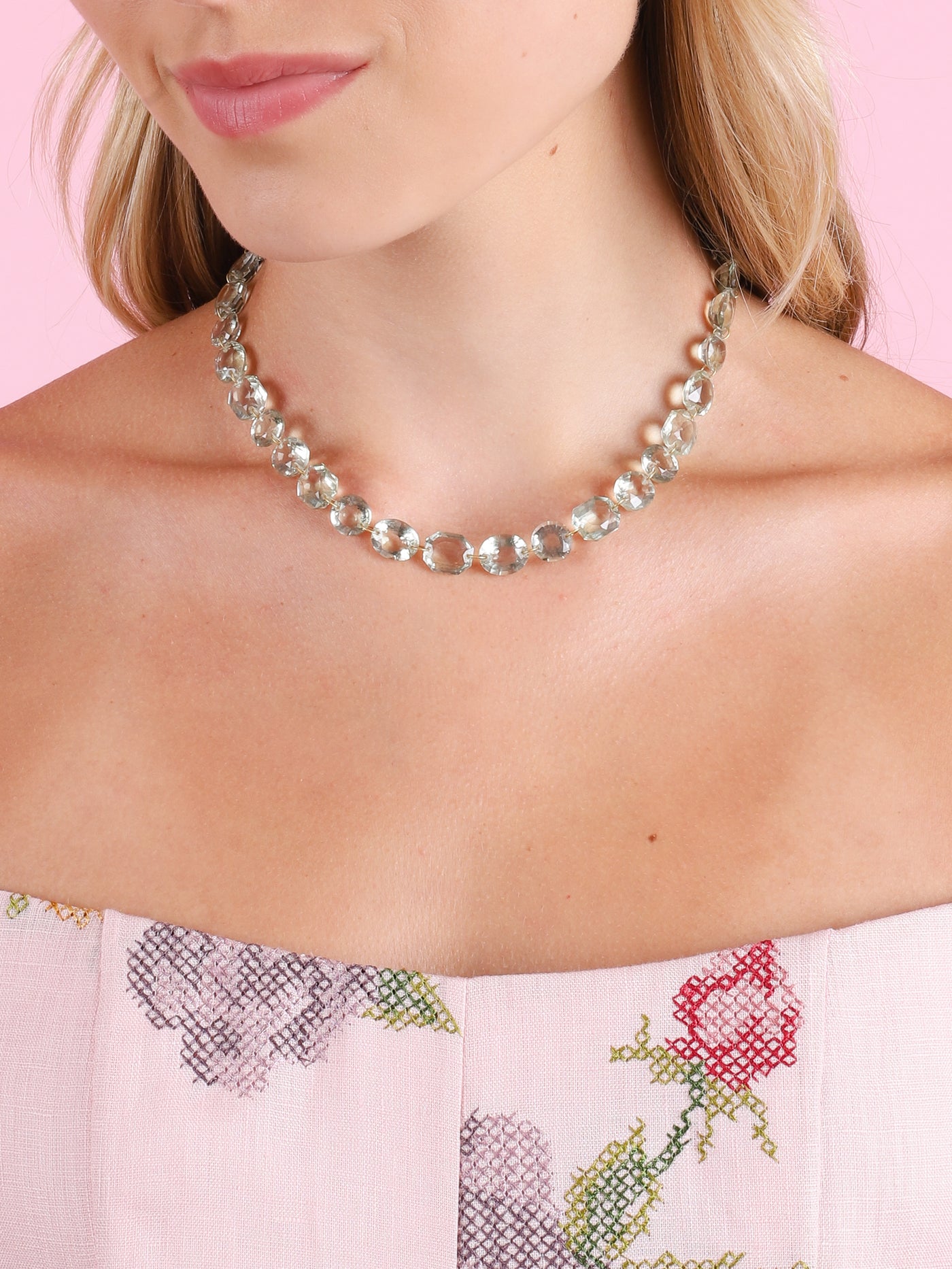 20K YELLOW GOLD & GREEN QUARTZ SPRING NECKLACE