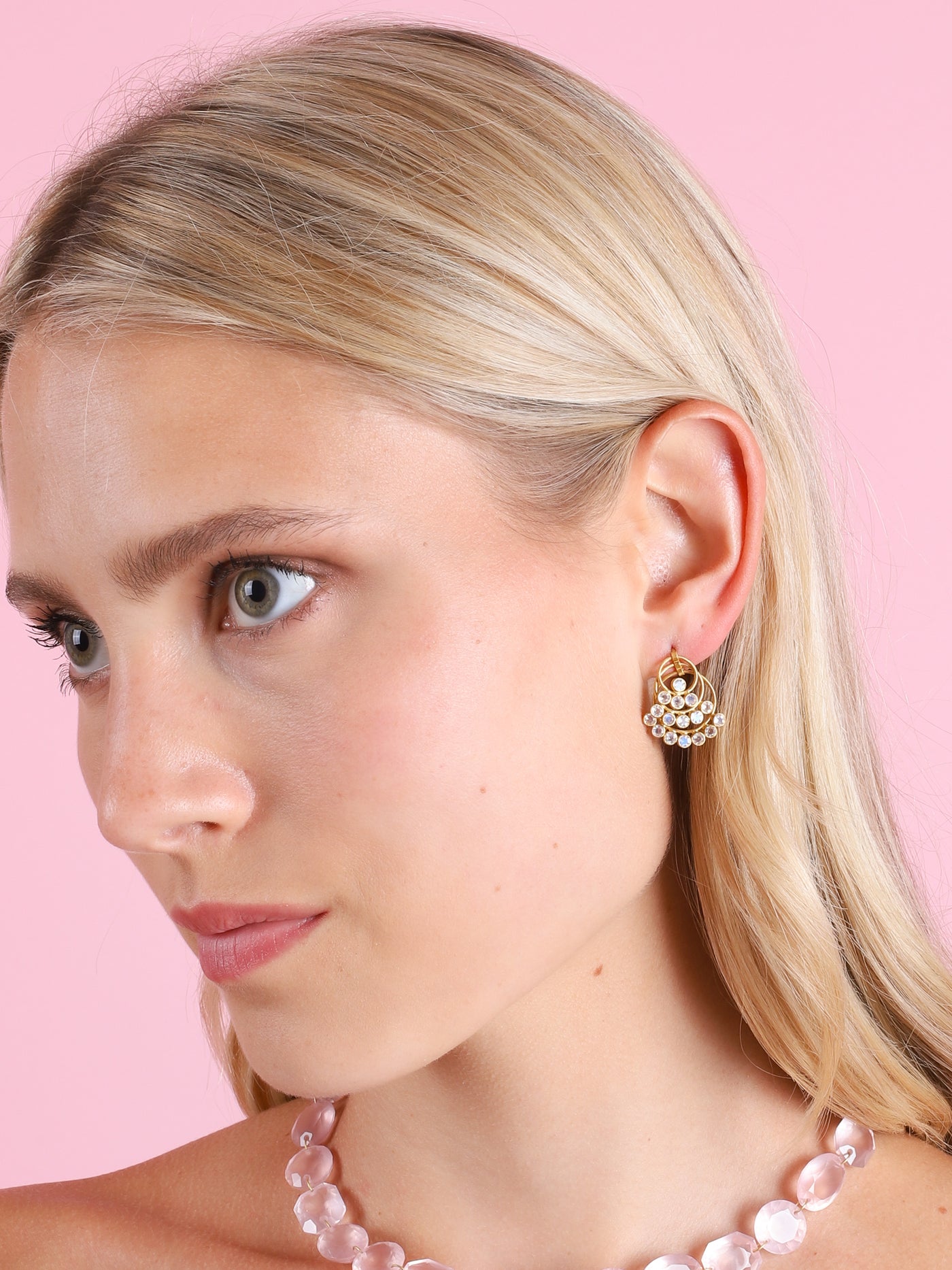 22K YELLOW GOLD & RAINBOW MOONSTONE FANTASIA SEQUIN EARRINGS