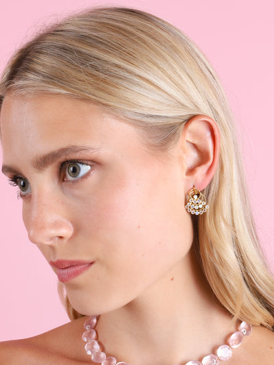 22K YELLOW GOLD & RAINBOW MOONSTONE FANTASIA SEQUIN EARRINGS