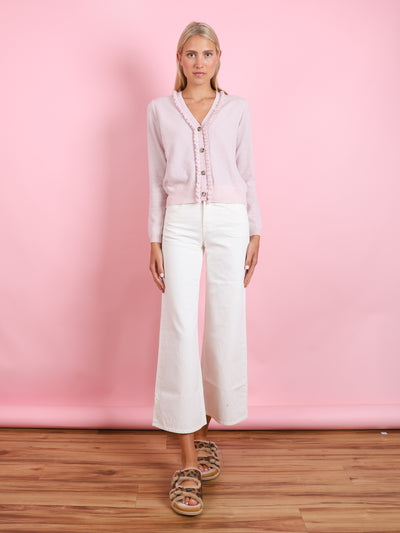 V-NECK CARDIGAN WITH RUFFLE