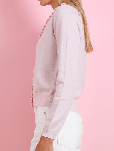 V-NECK CARDIGAN WITH RUFFLE
