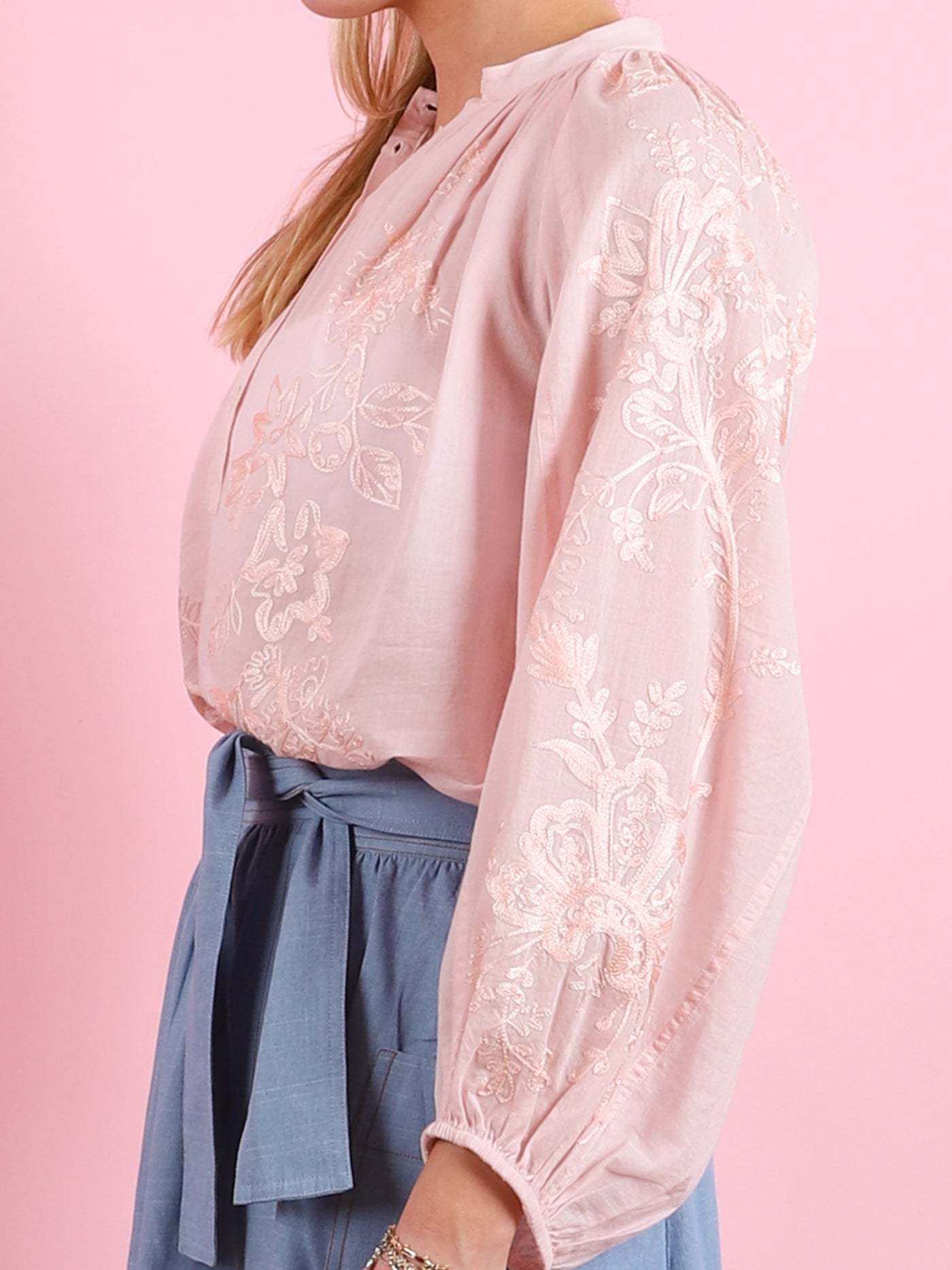 Embroidered Voile Blouse
