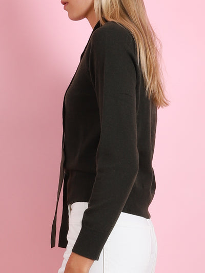 TIE NECK LONG SLEEVE SWEATER