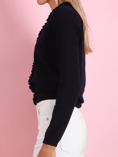 V-NECK CARDIGAN WITH RUFFLE