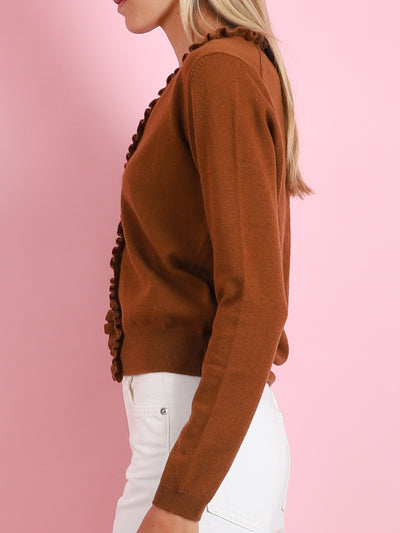 V-NECK CARDIGAN WITH RUFFLE