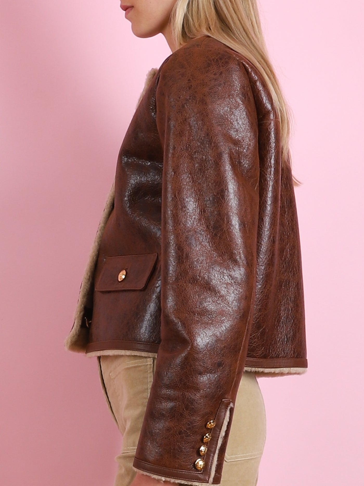 ZANIE SHORT SHEARLING COAT