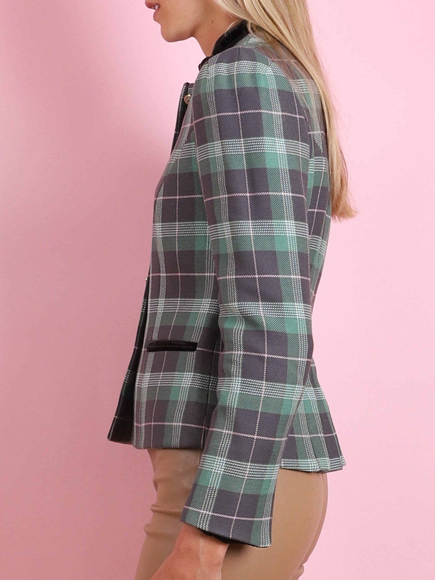 GREEN & GREY PLAID ANNABELLE JADE BLAZER