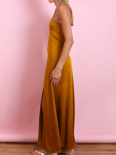 ANVERS SATIN EMBROIDERED SLIP DRESS