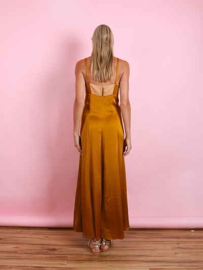 ANVERS SATIN EMBROIDERED SLIP DRESS