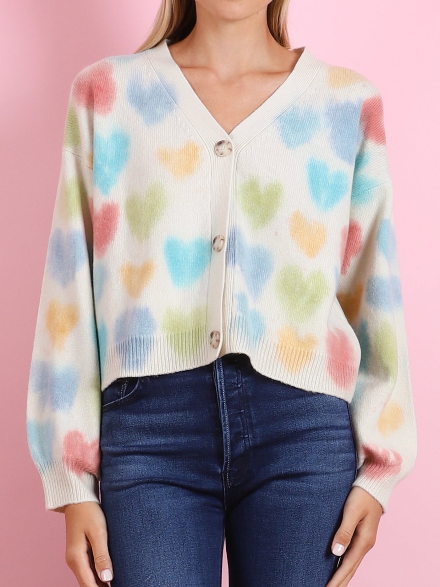 Hearts Dye Crop Cardigan