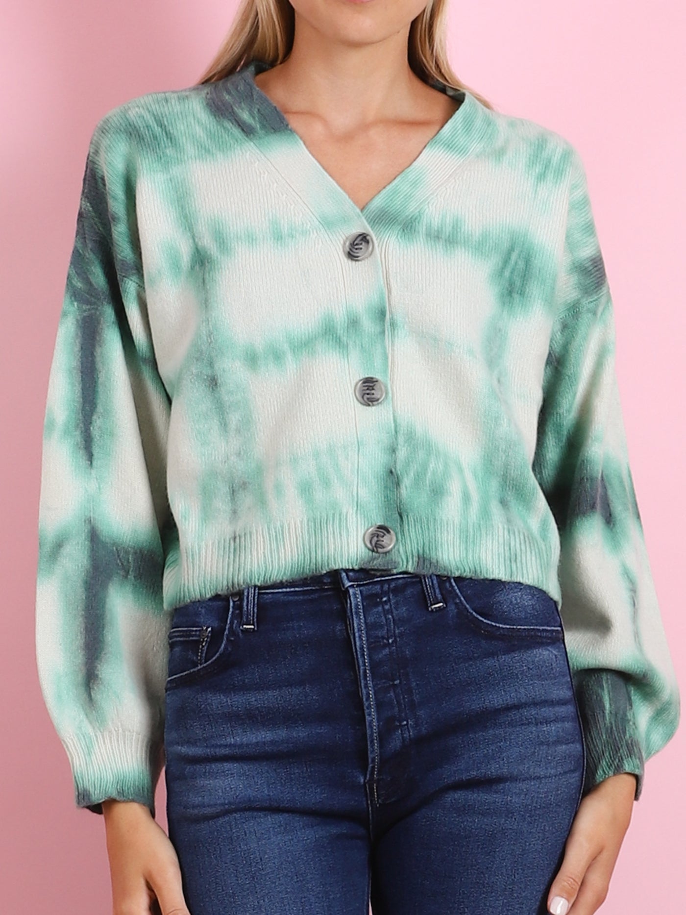 Go Go Green Dye Crop Cardigan