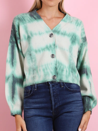Go Go Green Dye Crop Cardigan