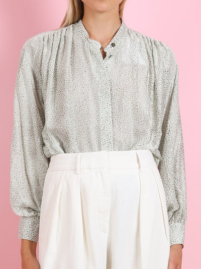 LES PETITES POIS PRINT DEVORE SATIN SHIRT