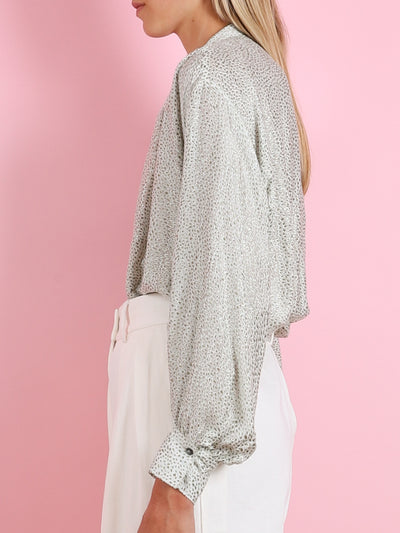 LES PETITES POIS PRINT DEVORE SATIN SHIRT