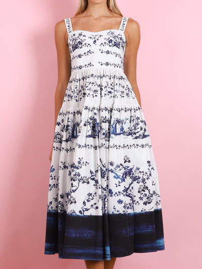 STRAPPY FIT AND FLARE MIDI DRESS