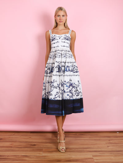 STRAPPY FIT AND FLARE MIDI DRESS