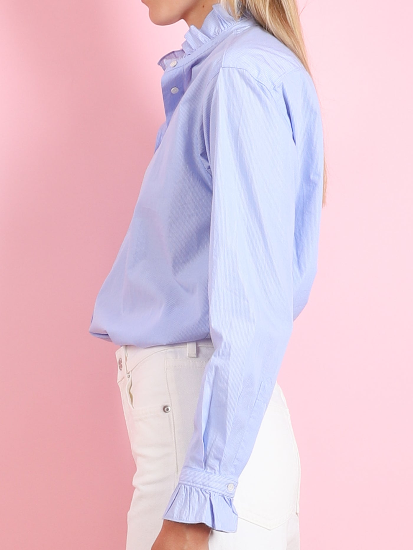 CHANA WOVEN SHIRT IN BLUE STRIPE