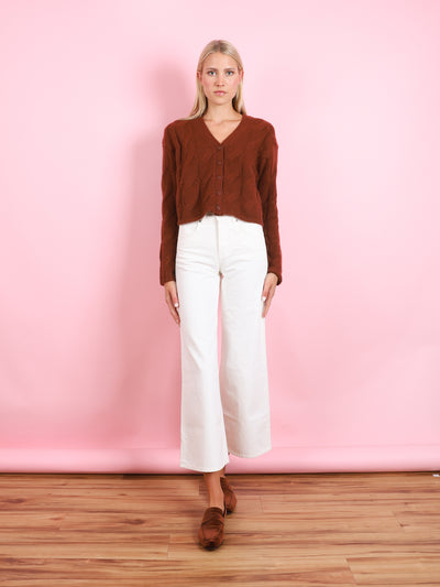 JOLIE V NECK CROPPED CABLE CARDIGAN