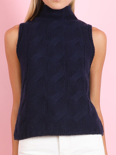 SALVIA SLEEVELESS CABLE TURTLENECK
