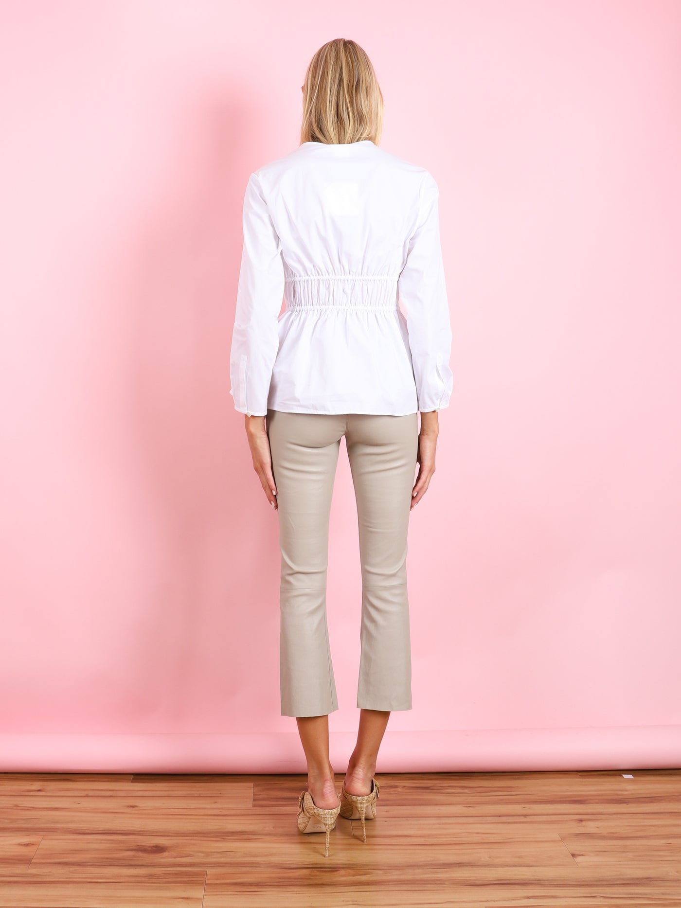 Gathered Waist White Shirt