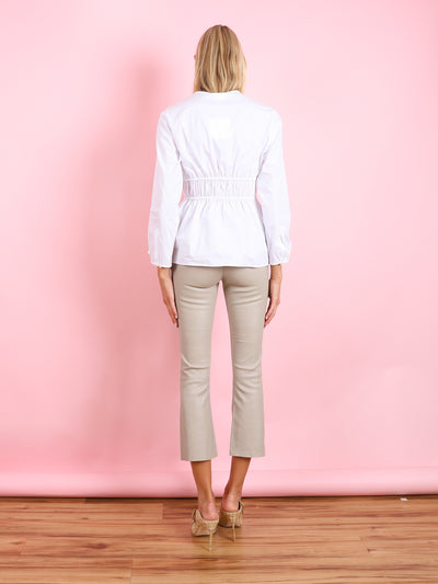 Gathered Waist White Shirt