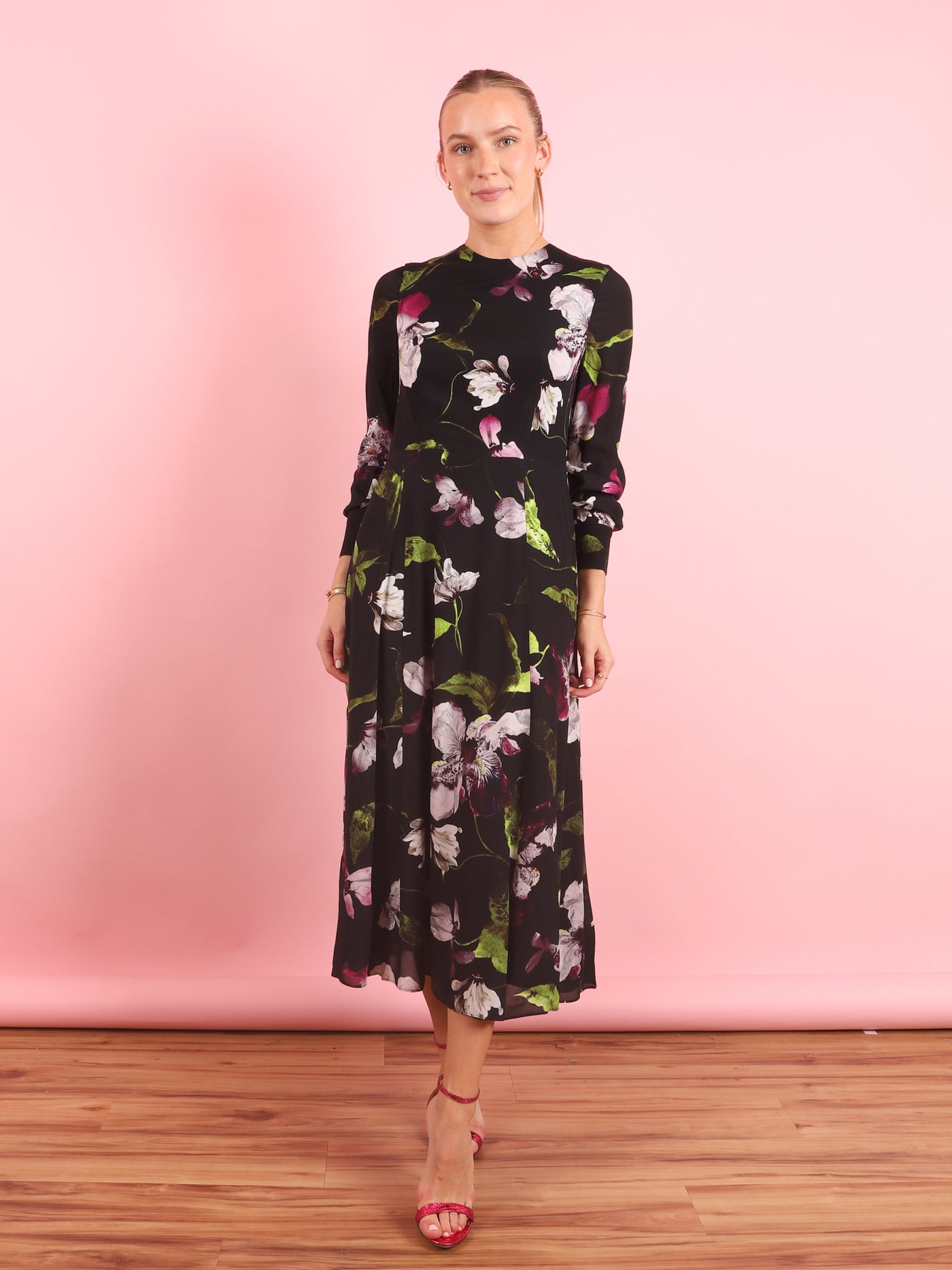 Long Sleeve Floral Midi Dress