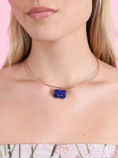 Lapis Crab Charm with Diamond Eyes