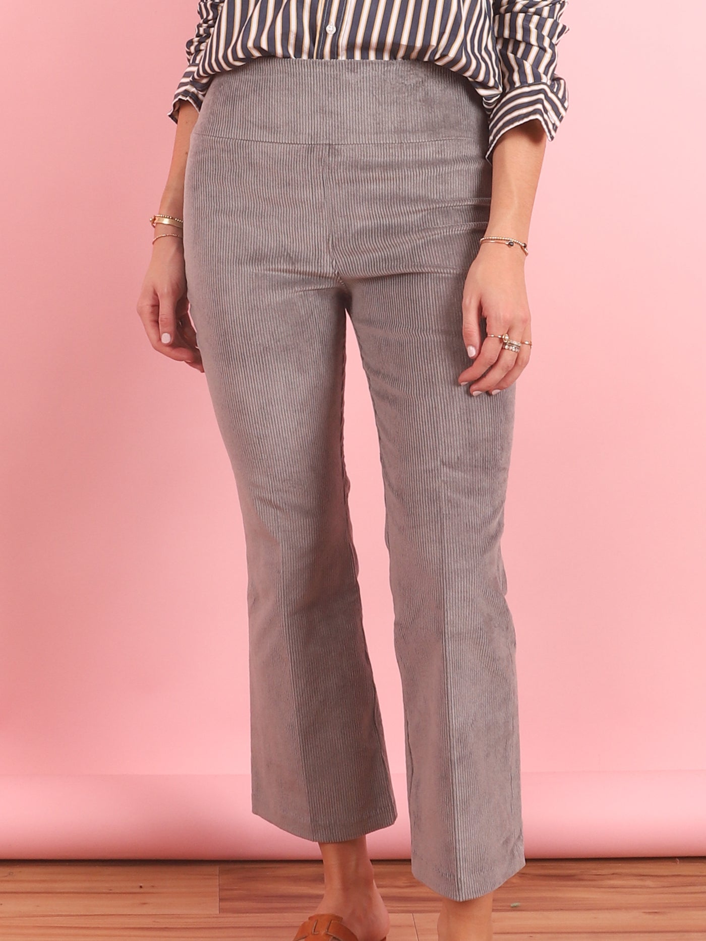 Corduroy Crop Flare Legging in Grey