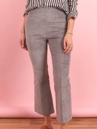 Corduroy Crop Flare Legging in Grey