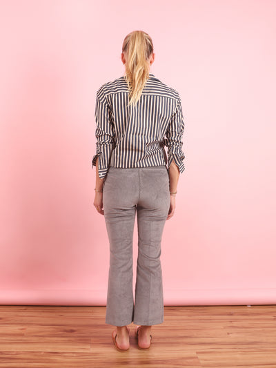 Corduroy Crop Flare Legging in Grey