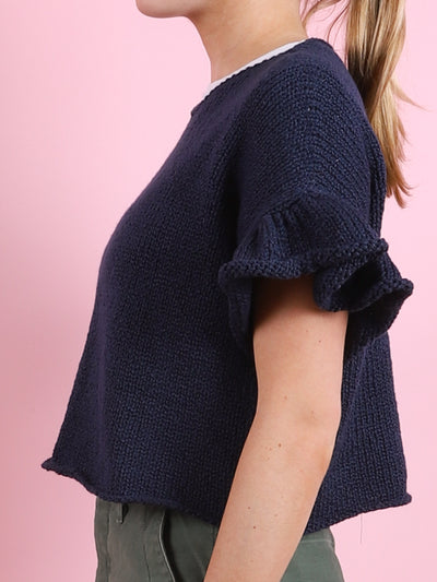 Cotton Knit Ruffle Top