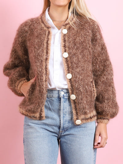 Bomber Nuage Cardigan in Beige