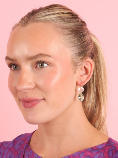 Rose Quartz & Green Quartz Earrings
