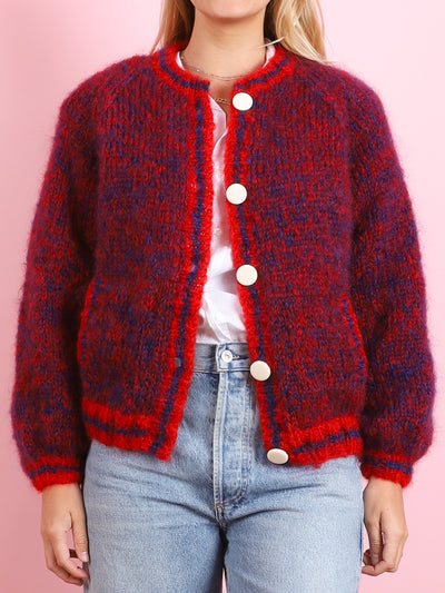 Bomber Nuage Cardigan in Rouge