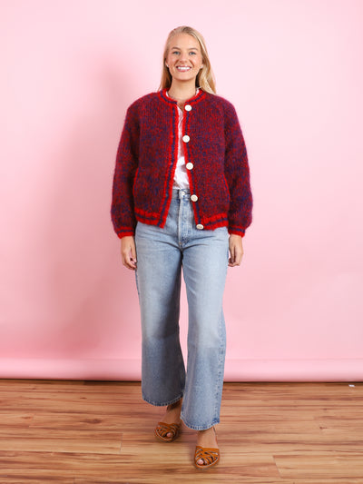 Bomber Nuage Cardigan in Rouge