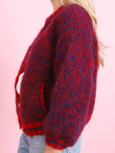 Bomber Nuage Cardigan in Rouge