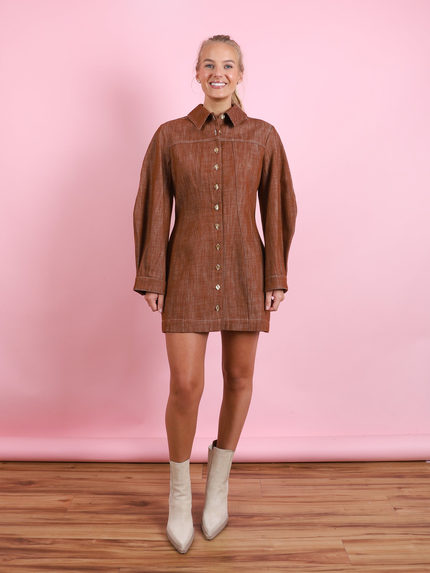 Mutton Sleeve Mini Dress