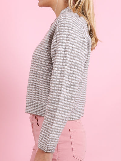 Cropped Rickrack V-Neck Sweater